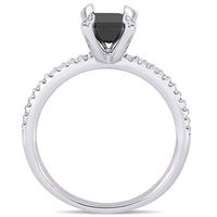 1.10 CT. T.W. Emerald-Cut Enhanced Black and White Diamond Engagement Ring in 10K White Gold|Peoples Jewellers