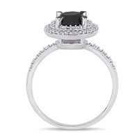 1.59 CT. T.W. Enhanced Black and White Diamond Double Frame Engagement Ring in 14K White Gold|Peoples Jewellers