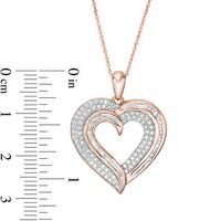 0.45 CT. T.W. Baguette and Round Diamond Heart Pendant in 10K Rose Gold|Peoples Jewellers