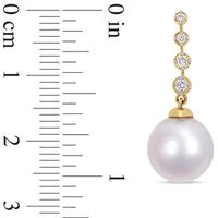 10.0-10.5mm South Sea Cultured Pearl and 0.17 CT. T.W. Diamond Drop Earrings in 14K Gold|Peoples Jewellers