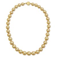10.0-12.5mm Golden Cream South Sea Cultured Pearl Strand Necklace and 0.06 CT. T.W. Diamond Ball Clasp in 14K Gold|Peoples Jewellers