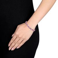 Alternating Amethyst Bracelet in Sterling Silver with Rose Rhodium - 7.25"|Peoples Jewellers