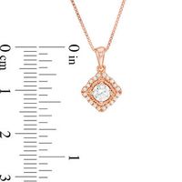 0.32 CT. T.W. Certified Canadian Diamond Tilted Cushion Frame Vintage-Style Pendant in 10K Rose Gold (I/I1)|Peoples Jewellers