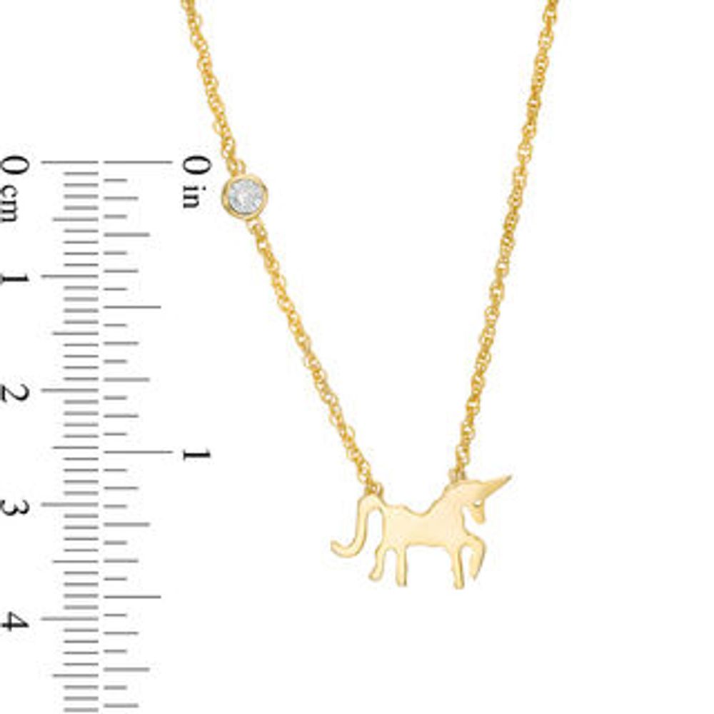 Diamond Accent Solitaire Prancing Unicorn Necklace in 10K Gold|Peoples Jewellers