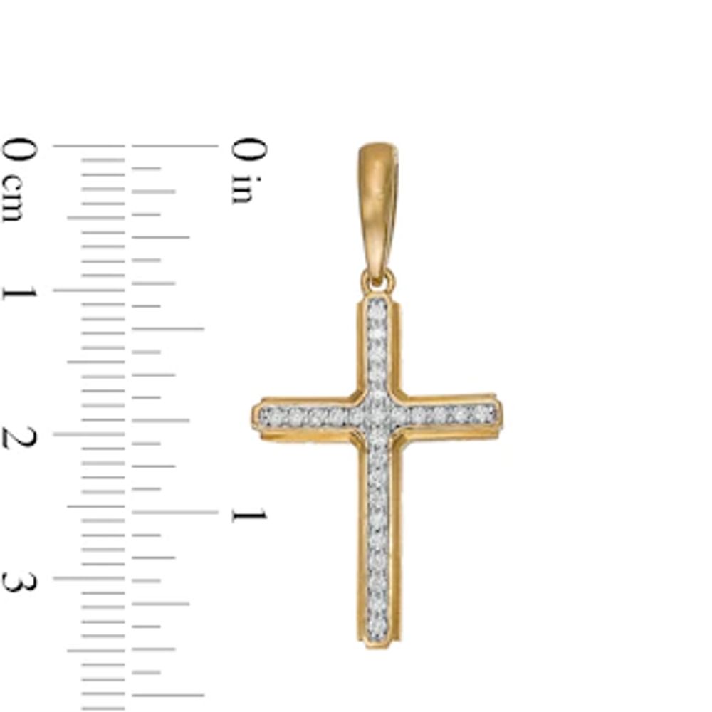 Men's 0.20 CT. T.W. Diamond Layered Cross Necklace Charm in 10K Gold|Peoples Jewellers