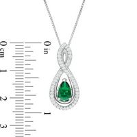 Pear-Shaped Lab-Created Emerald and White Sapphire Intertwining Infinity Three-in-One Pendant in Sterling Silver|Peoples Jewellers