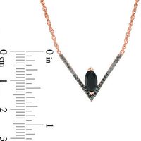 Onyx and 0.085 CT. T.W. Black Diamond Chevron Necklace in Sterling Silver with 14K Rose Gold Plate - 17"|Peoples Jewellers