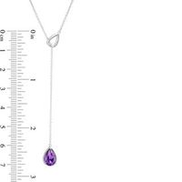 Pear-Shaped Amethyst Double Teardrop Lariat Necklace in Sterling Silver - 20"|Peoples Jewellers