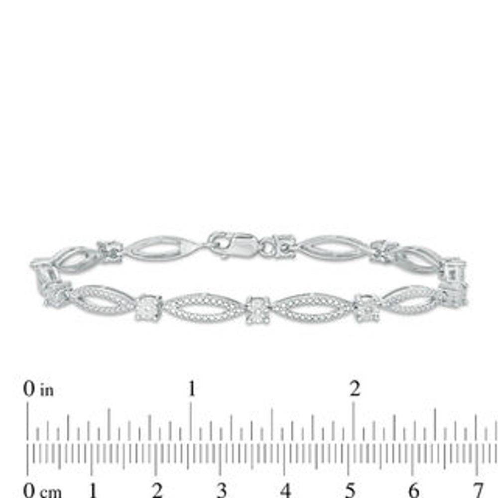 Diamond Accent Marquise Link Bracelet in Sterling Silver - 7.25"|Peoples Jewellers