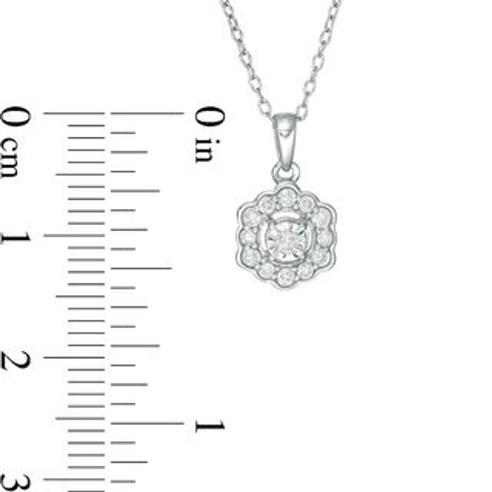 0.16 CT. T.W. Diamond Scallop Frame Pendant in Sterling Silver|Peoples Jewellers