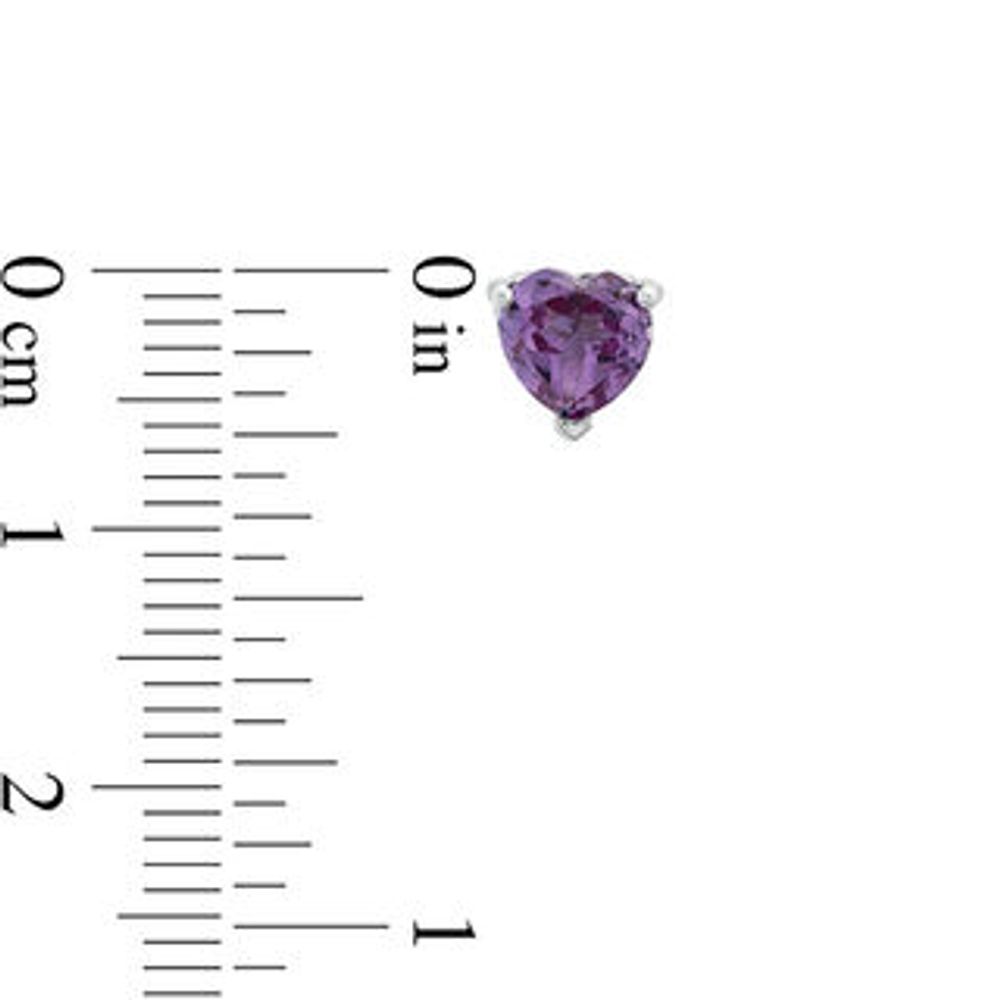 6.0mm Heart-Shaped Lab-Created Alexandrite Solitaire with Scroll Side Accents Stud Earrings in Sterling Silver|Peoples Jewellers