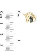 0.066 CT. T.W. Black Diamond Profile Unicorn Head Earrings in Sterling Silver with 14K Gold Plate|Peoples Jewellers