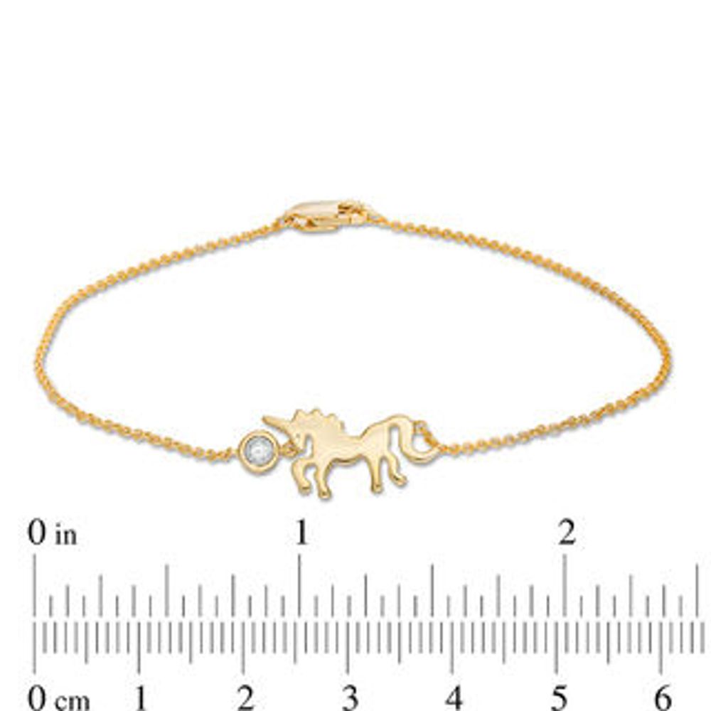 Diamond Accent Unicorn Bracelet in Sterling Silver with 14K Gold Plate -7.5"|Peoples Jewellers