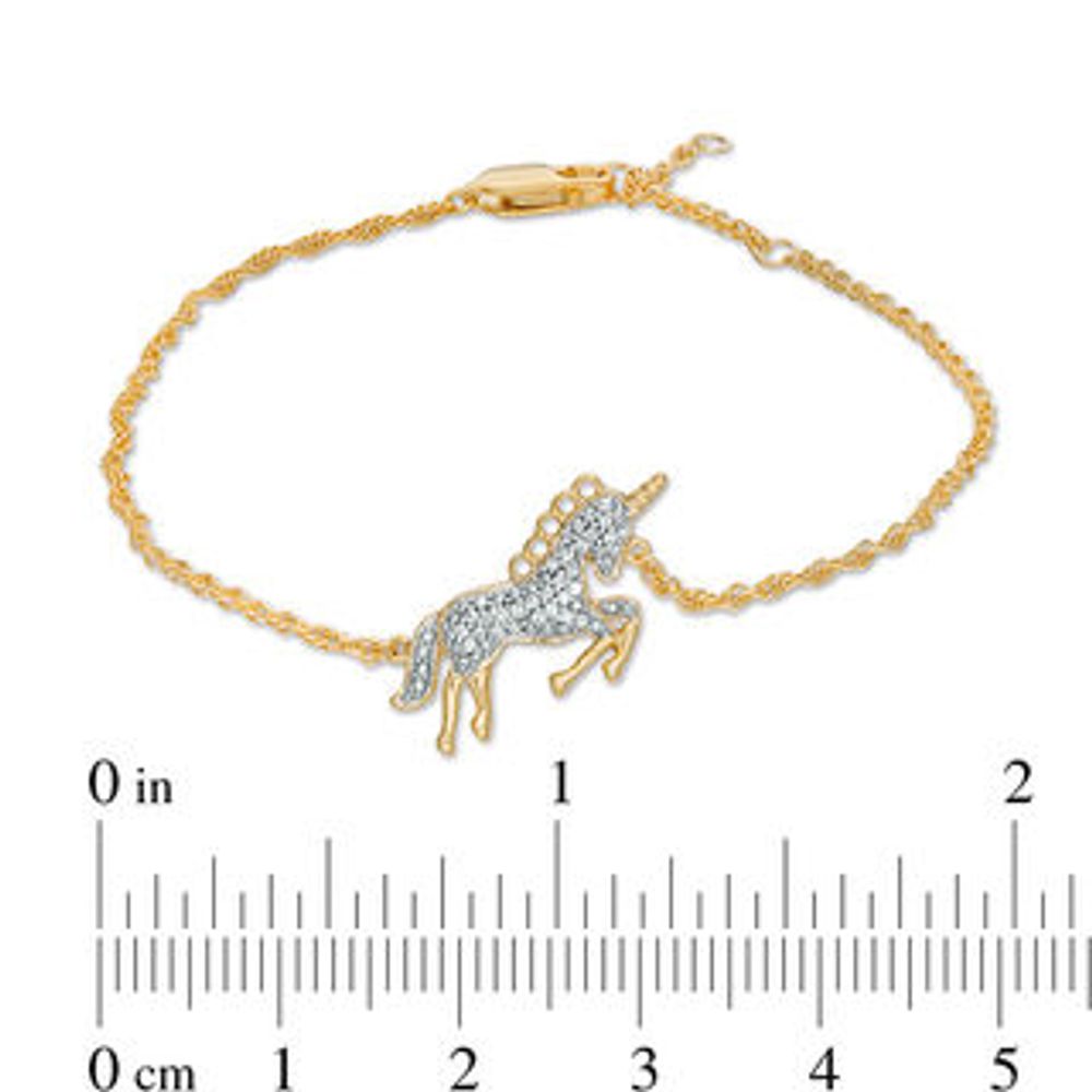 0.11 CT. T.W. Diamond Running Unicorn Bracelet in Sterling Silver with 14K Gold Plate - 7.5"|Peoples Jewellers
