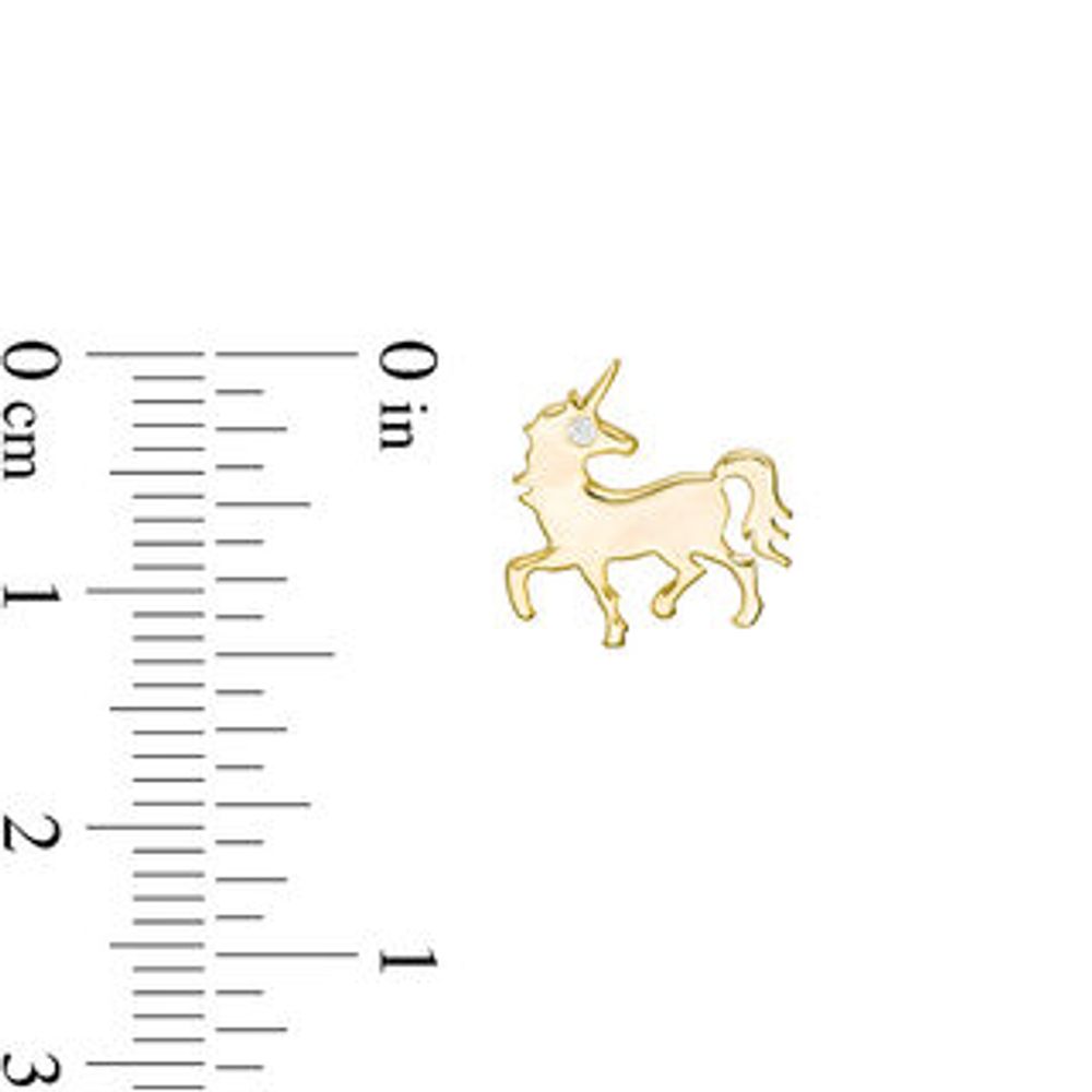 Diamond Accent Solitaire Prancing Unicorn Stud Earrings in Sterling Silver with 14K Gold Plate|Peoples Jewellers