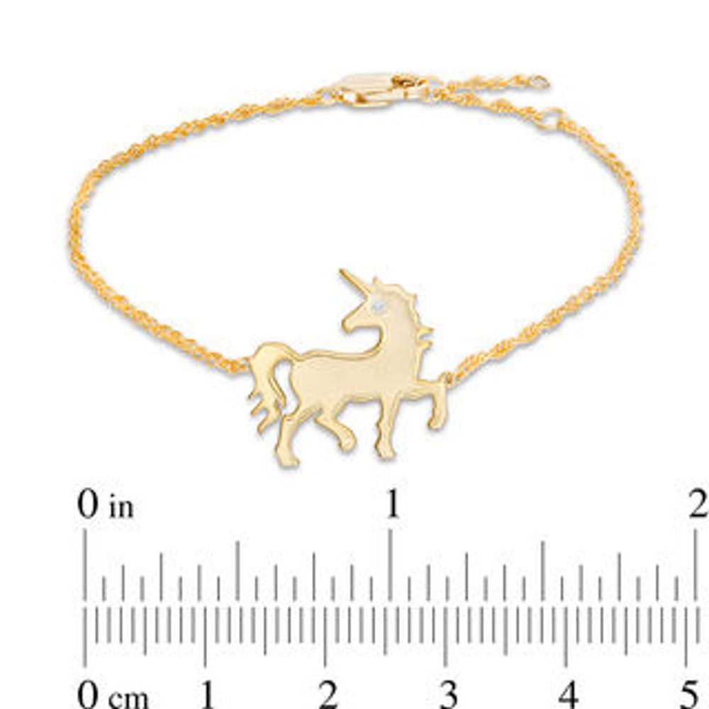 Diamond Accent Unicorn Silhouette Bracelet in Sterling Silver with 14K Gold Plate - 7.5"|Peoples Jewellers