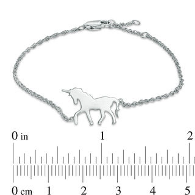 Diamond Accent Unicorn Bracelet in Sterling Silver with 14K Gold Plate -7.5
