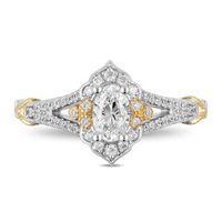 Enchanted Disney Jasmine 0.75 CT. T.W. Oval Diamond Frame Tri-Sides Vintage-Style Engagement Ring in 14K Two-Tone Gold|Peoples Jewellers