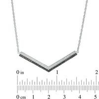 0.18 CT. T.W. Enhanced Black and White Diamond Double Row Chevron Necklace in Sterling Silver - 16.47"|Peoples Jewellers