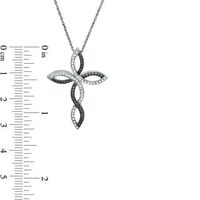 Enhanced Black and White Diamond Accent Twist Ribbon Cross Pendant in Sterling Silver|Peoples Jewellers