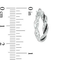 Black Diamond Accent Twist Ribbon Vintage-Style Hoop Earrings in Sterling Silver|Peoples Jewellers