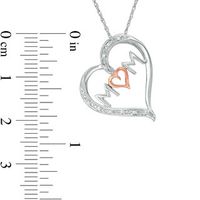 Diamond Accent "MOM" Tilted Heart Pendant in Sterling Silver and 10K Rose Gold|Peoples Jewellers