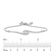 Lab-Created White Sapphire Three Stone Bypass Bolo Bracelet in Sterling Silver - 9.5"|Peoples Jewellers