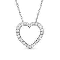 Lab-Created Pink and White Sapphire Double Frame Heart Pendant in Sterling Silver|Peoples Jewellers