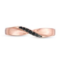 Black Spinel Pinched Bypass Ring in Sterling Silver with 14K Rose Gold Plate|Peoples Jewellers