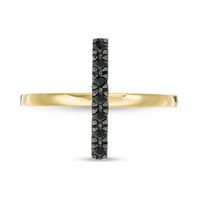 Black Spinel Stick Ring in Sterling Silver with 14K Gold Plate|Peoples Jewellers