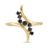 Black Spinel Cascading Bypass Ring in Sterling Silver with 14K Gold Plate|Peoples Jewellers