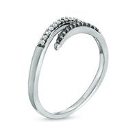 Black Spinel and 0.04 CT. T.W. Diamond Bypass Open Ring in Sterling Silver with Black Rhodium|Peoples Jewellers