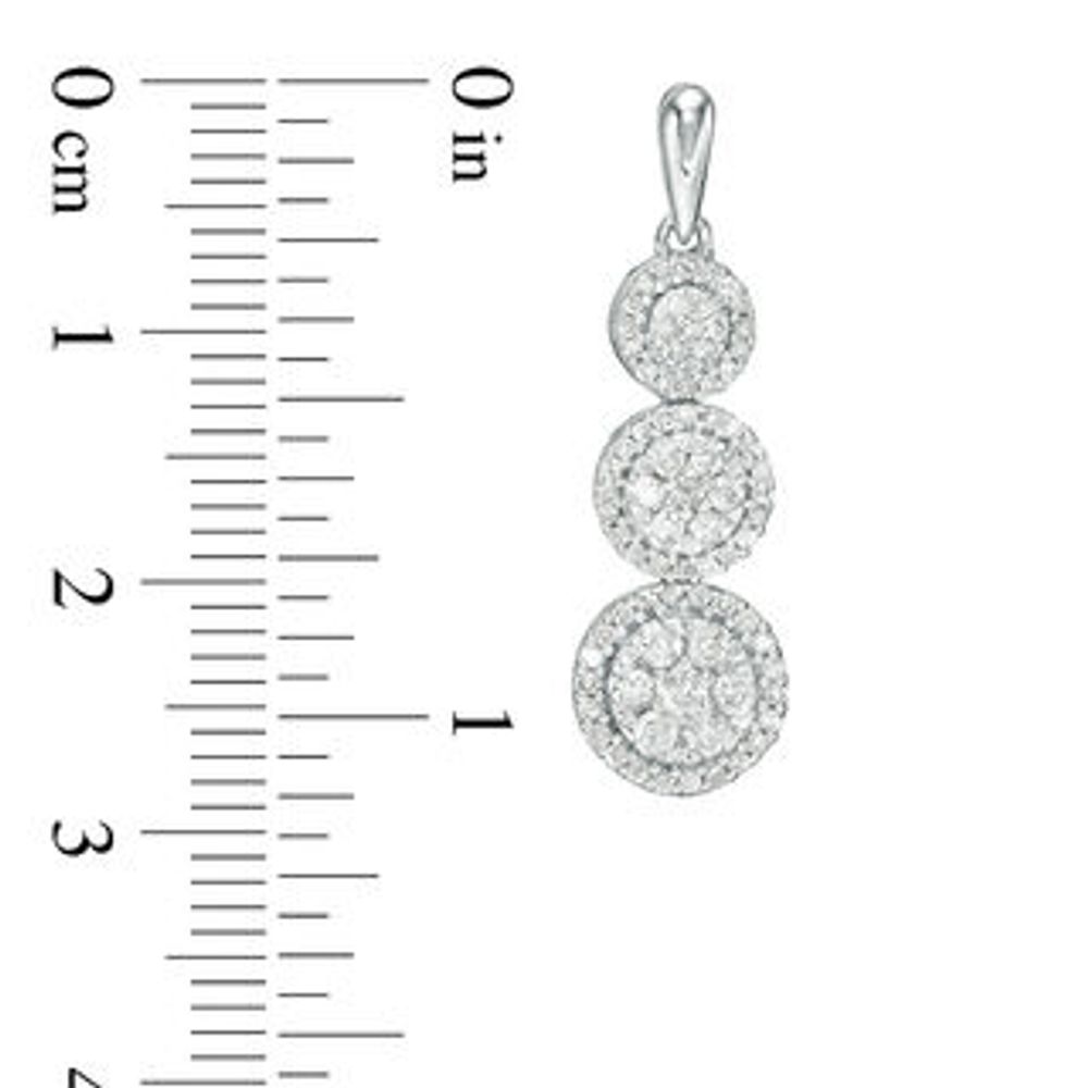 0.95 CT. T.W. Composite Diamond Frame Three-Stone Drop Earrings in 10K Gold|Peoples Jewellers