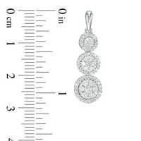 0.95 CT. T.W. Composite Diamond Frame Three-Stone Drop Earrings in 10K Gold|Peoples Jewellers