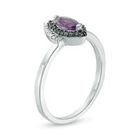 Marquise Amethyst and 0.11 CT. T.W. Enhanced Black and White Diamond Frame Ring in Sterling Silver|Peoples Jewellers