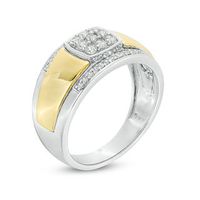 Men's 0.37 CT. T.W. Composite Diamond Stepped Edge Ring in 10K Two-Tone Gold|Peoples Jewellers