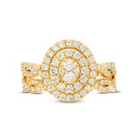 0.69 CT. T.W. Composite Diamond Double Oval Frame Twist Bridal Set in 10K Gold|Peoples Jewellers