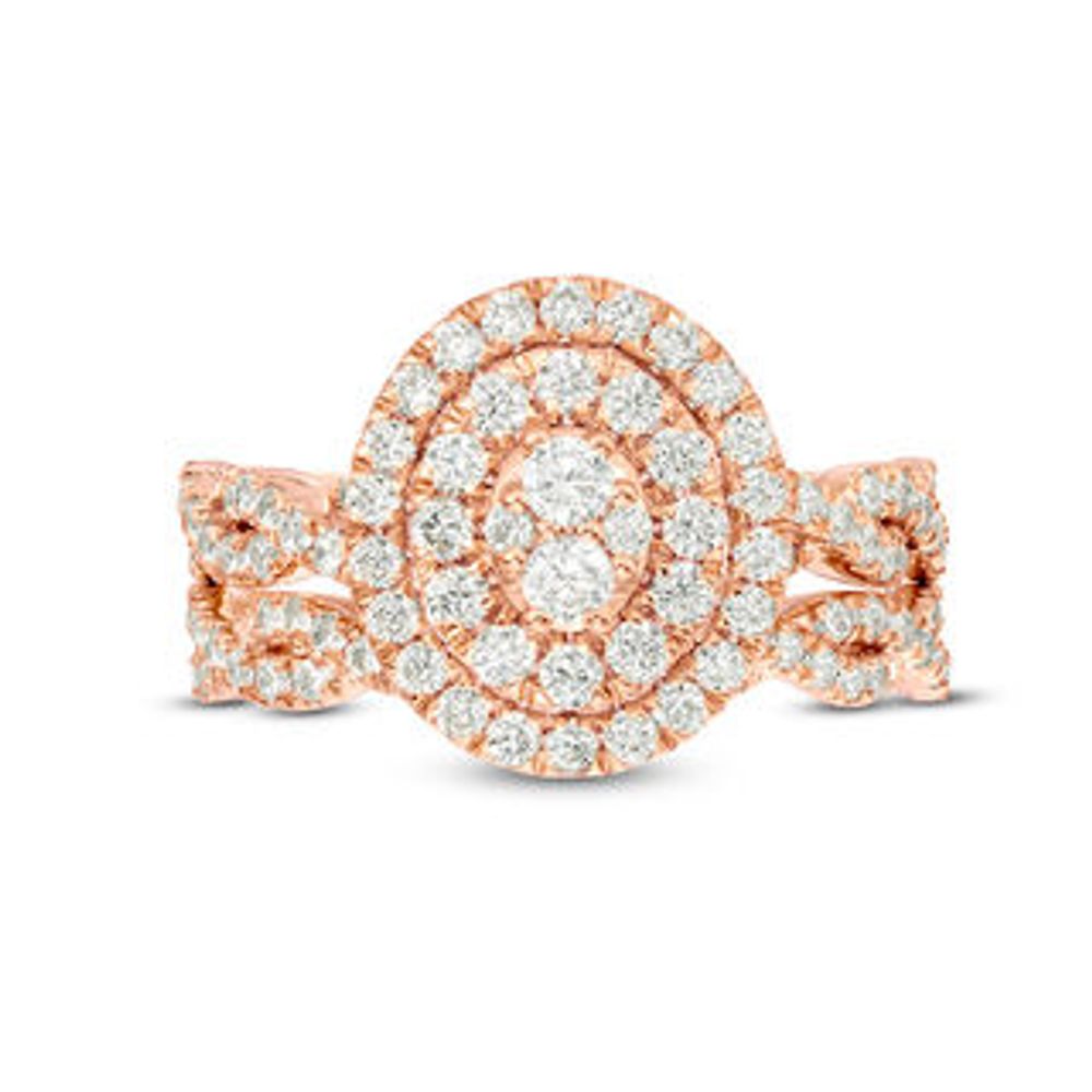 0.69 CT. T.W. Composite Diamond Double Oval Frame Twist Bridal Set in 10K Rose Gold|Peoples Jewellers