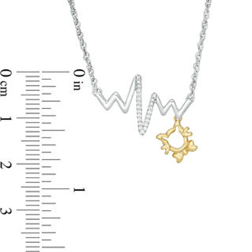 0.04 CT. T.W. Diamond Heartbeat and Cat Outline Dangle Necklace in Sterling Silver and 10K Gold|Peoples Jewellers