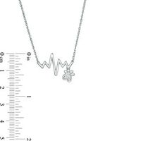 Diamond Accent Heartbeat and Paw Print Dangle Necklace in Sterling Silver|Peoples Jewellers