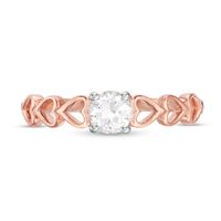 4.5mm Lab-Created White Sapphire Solitaire Heart Shank Promise Ring in 10K Rose Gold|Peoples Jewellers