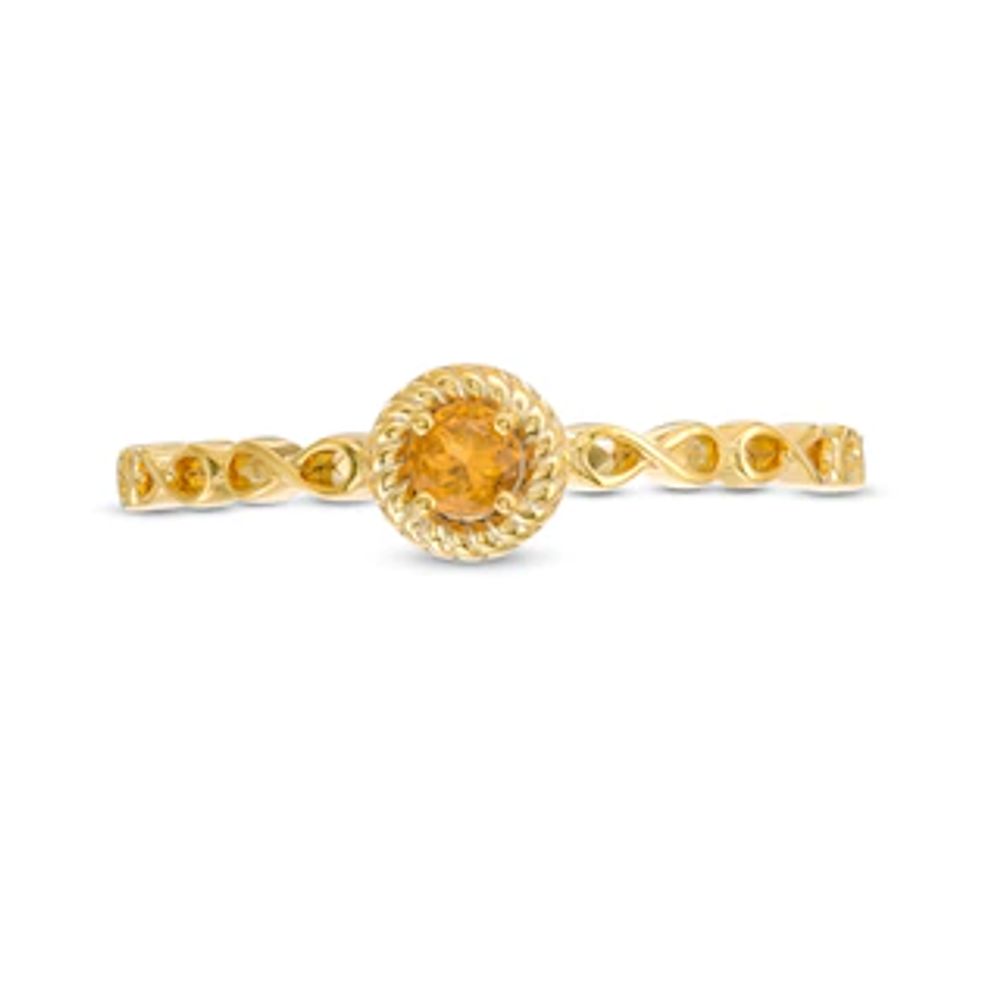 2.9mm Citrine Solitaire Rope Frame Infinity Shank Promise Ring in 10K Gold|Peoples Jewellers