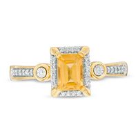 Emerald-Cut Citrine and 0.04 CT. T.W. Diamond Frame Art Deco-Inspired Promise Ring in 10K Gold|Peoples Jewellers