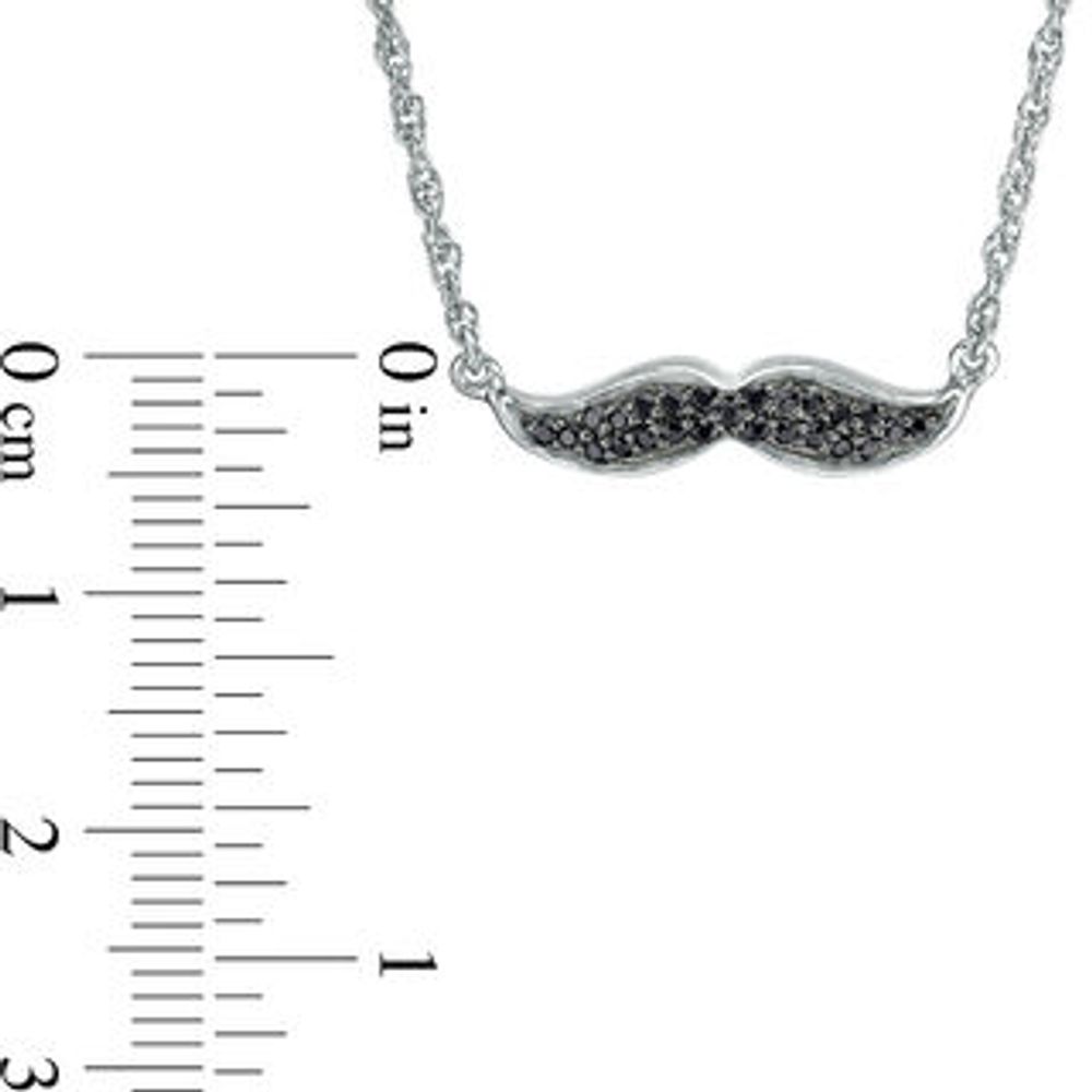 0.085 CT. T.W. Black Diamond Mustache Necklace in 10K White Gold|Peoples Jewellers