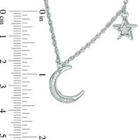 0.065 CT. T.W. Diamond Crescent Moon and Star Necklace in Sterling Silver|Peoples Jewellers