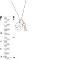 Diamond Accent Dog Bone and Paw Print Disc Pendant in Sterling Silver and 10K Rose Gold|Peoples Jewellers