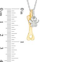 Diamond Accent Paw Print and Dog Bone Pendant in Sterling Silver and 14K Gold Plate|Peoples Jewellers