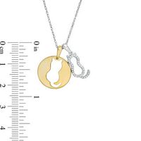 0.06 CT. T.W. Diamond Cut-Out Cat Disc and Cat Outline Pendant in Sterling Silver and  14K Gold Plate|Peoples Jewellers