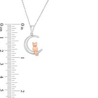 Sitting Cat on Crescent Moon Pendant in Sterling Silver and 10K Rose Gold|Peoples Jewellers