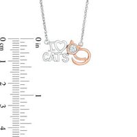 Diamond Accent "I Heart CATS" Necklace in Sterling Silver and 10K Rose Gold - 17.5"|Peoples Jewellers